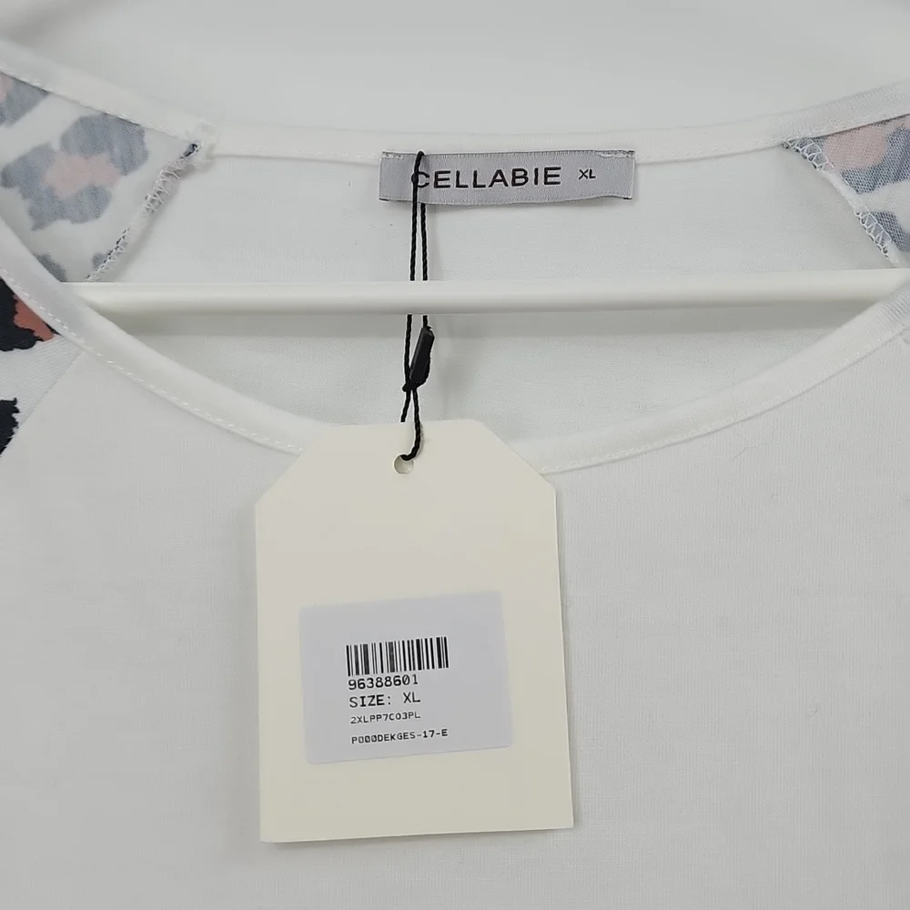 Nwt Cellabie white leopard sleeve fringe top - Picture 3 of 6
